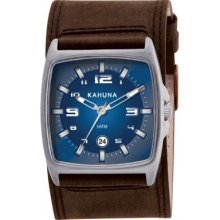 Kahuna Men's Quartz Watch With Blue Dial And Analogue Display And Brown Leather Cuff Kuc-0029G