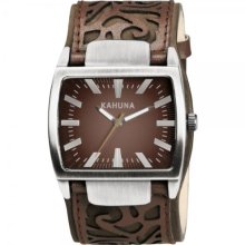 Kahuna Men's Quartz Watch With Brown Dial Analogue Display And Brown Leather Cuff Kuc-0047G