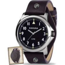 Kahuna Men's Removable Stamp Cover Brown Leather Strap KUS-0079G Watch