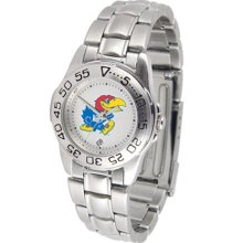 Kansas Jayhawks KU Womens Steel Sports Watch