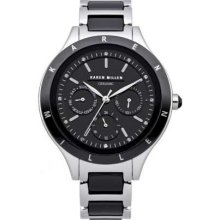 Karen Millen Ladies' Stainless Steel & Black Ceramic Chronograph KM101BM Watch