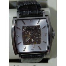 Kc1618 Kenneth Cole Men's Croc Strap Skeleton Automatic Diamond Watch