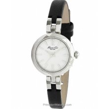 Kenneth Cole Ladies Classic Watch White Dial Black Leather KC2644