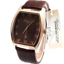 Kenneth Cole Men York Leather Watch +warranty Kc1891