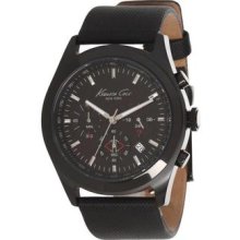 Kenneth Cole Mens Black Chronograph Watch Leather Strap Kc1901