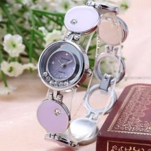 Kimio Crystal Lady Women Purple Bracelet Silver Case Quartz Watch Dailyetrade