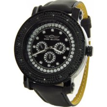 King Master Aqua Techno Genuine Diamonds Mens Super Techno Watch Black Case $450