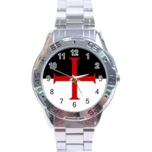 Knights Templar Flag Stainless Steel Analogue Watch