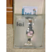 L.e.i. Wrist Watch Silver Link Band Square Dial Pink Face