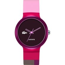 Lacoste Goa Brown Dial Pink And Red Silicone Unisex Watch 2020038