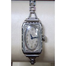 Ladies 15jewel Elgin antique windup watch with a 14karat white gold case