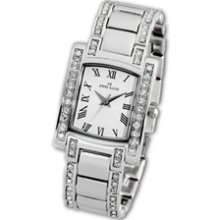 Ladies' Anne Klein Crystal Accent Silver-Tone Rectangular Watch (Model: 10-7127SVSV) montblanc refills