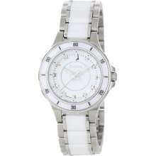 Ladies Bulova Ceramic Stainless Steel White Dial Diamond Watch