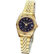 Ladies Charles Hubert 14k Gold-plated Brass Black Dial Watch No. 6397-B