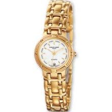 Ladies Charles Hubert 14k Gold-plated Brass Case White Dial Watch