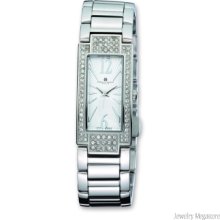 Ladies Charles Hubert Crystal Bezel White Dial 21x46mm Watch