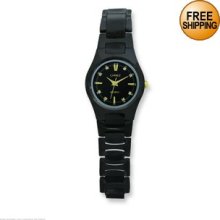 Ladies Chisel Black Plated Tungsten Wrist Watch (Each)