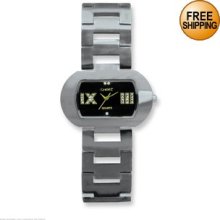 Ladies Chisel Tungsten Black CZ Oval Dial Wrist Watch (Each)