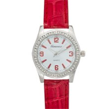 Ladies' Croton Crystal Accent Watch with Round Dial and Red Strap (Model: GE217112RDDW) SWISS ARMY