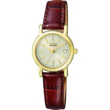 Ladies' Eco-drive Dress Stainless Steel And Leather Watch