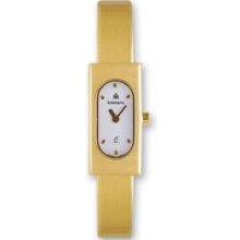 Ladies Gold-Pltd White Dial Swiss 14X30Mm Bangle Watch