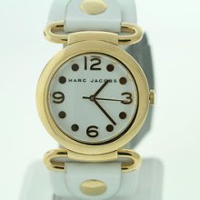 Ladies Marc By Marc Jacobs Molly Watch Gold Tone White Dial White Leather