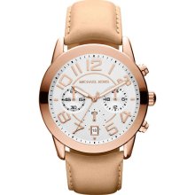 Ladies' Michael Kors Mid-Size Rose Golden Leather Mercer Chronograph Watch