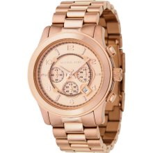 Ladies' Michael Kors Rose Gold Oversized Runway Chronograph Watch