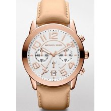 Ladie's Michael Kors Vachetta Strap Rose Gold Tone Watch Mk2283