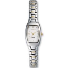 Ladies Mountroyal Two Tone White Rectangle Dial Watch