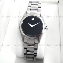 Ladies Movado Military Masino Black Museum Dial Stainless Swiss Quartz Watch