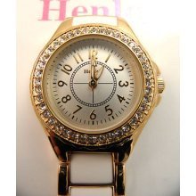 Ladies Nurses/ Doctors Henley Diamante White & Gold Enamell Watch Face H062