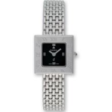 Ladies Palladium-Pltd Black Dial Swiss Quartz 24Mm Watch