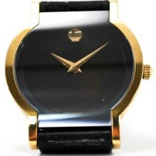 Ladies Retro Movado Horizon Gold Plated Watch - Classic Black Museum Dial