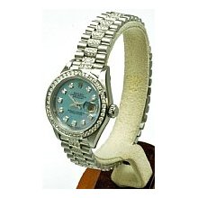 Ladies Rolex Blue Dial, Diamond Bracelet & Bezel Datejust - Pre-Owned