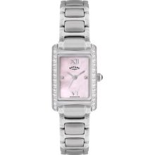 Ladies Rotary Watch Stainless Steel Pink Mother Of Pearl Dial Lb02795/07