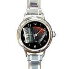 Ladies Round Italian Charm Watch Piano Accordion Music Gift model 30163768