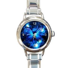 Ladies Round Italian Charm Watch Rare Blue Butterfly Cift model 30171283