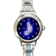 Ladies Round Italian Charm Bracelet Watch Blue Note Gift model 29290919