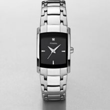 Ladies Silver/ Black Stainless Steel Diamond Dress Imported Watch