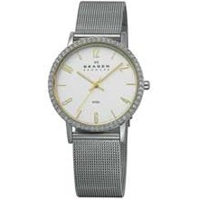 Ladies' Skagen Swarovski Crystal Mesh Watch with White Dial (Model: