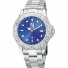 Ladies Stainless Steel Watch With Date And Blue Dial