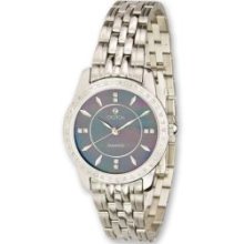 Ladies Swiss 0.35Ct. Diamond Blk Mother Of Pearl Dial Watch