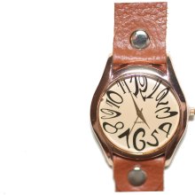 Ladies Trendy Fashion Watch Stylish Numerals Light Brown Leather Strap