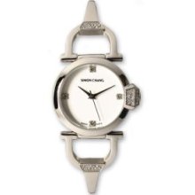 Ladiesstainless Steel Cz Accents Silver Dial Watch