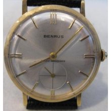 Large Antique Benrus Shock Absorober 14kt Yellow Gold Mens Watch 35mm 8