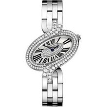 Large Cartier Delices White Gold Pave Diamond Ladies Watch WG800009