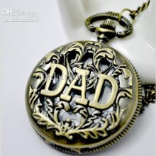 Large Letter Dad Pocket Watch Necklace Fashion Elegant Retro Pocket