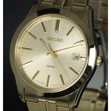 Latest Seiko Mens Champagne Sapphire Gold Date Sgee46p1