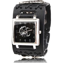 Leather Band Quartz Wrist Watch For Men